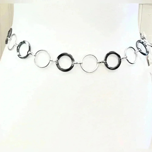 Silver Tone Gun Metal Gray Circle Chain Link - Picture 3 of 12